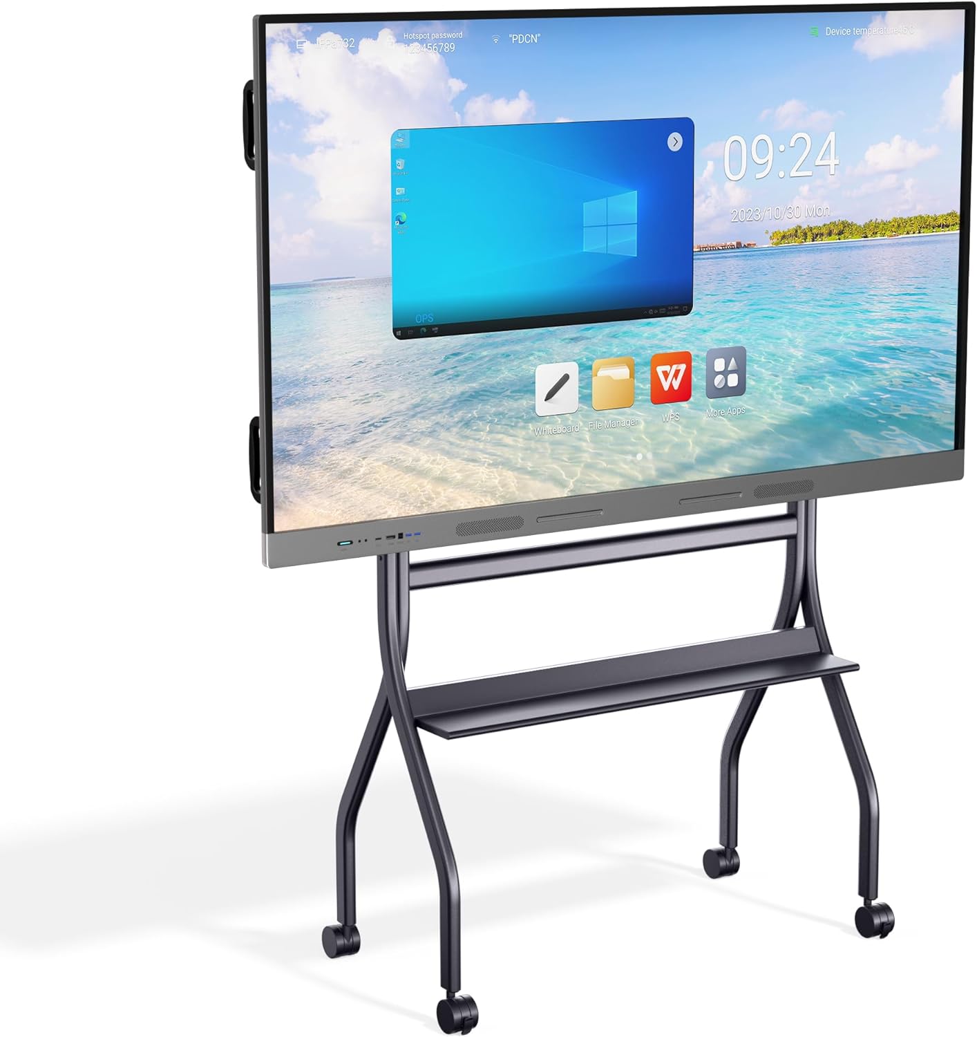 HKMLC 75 Inch Smart Board, 4K UHD Interactive Whiteboard Built-in Dual System Touchscreen Digital Whiteboard, All-in-One Electronic Smart Board for Classroom and Business (Wall Mount Included)